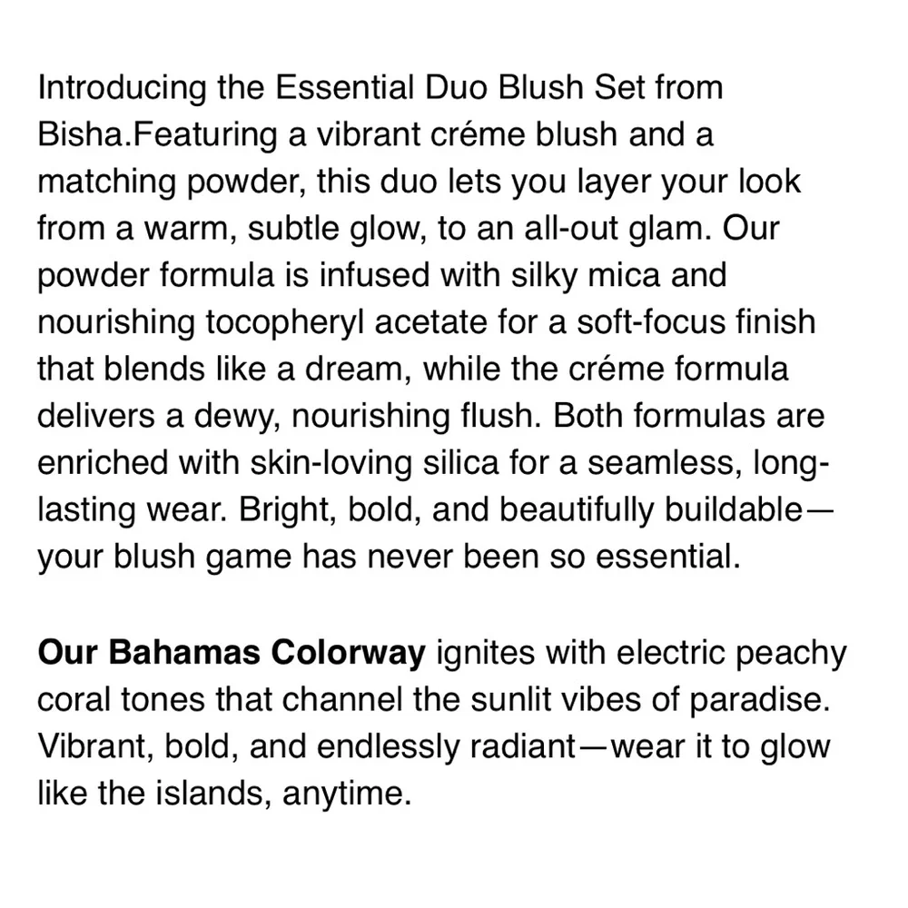 BISHA Essential Duo Bahamas Blush Set - Cream and Powder